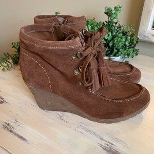 Mia Suede wedge booties size 11